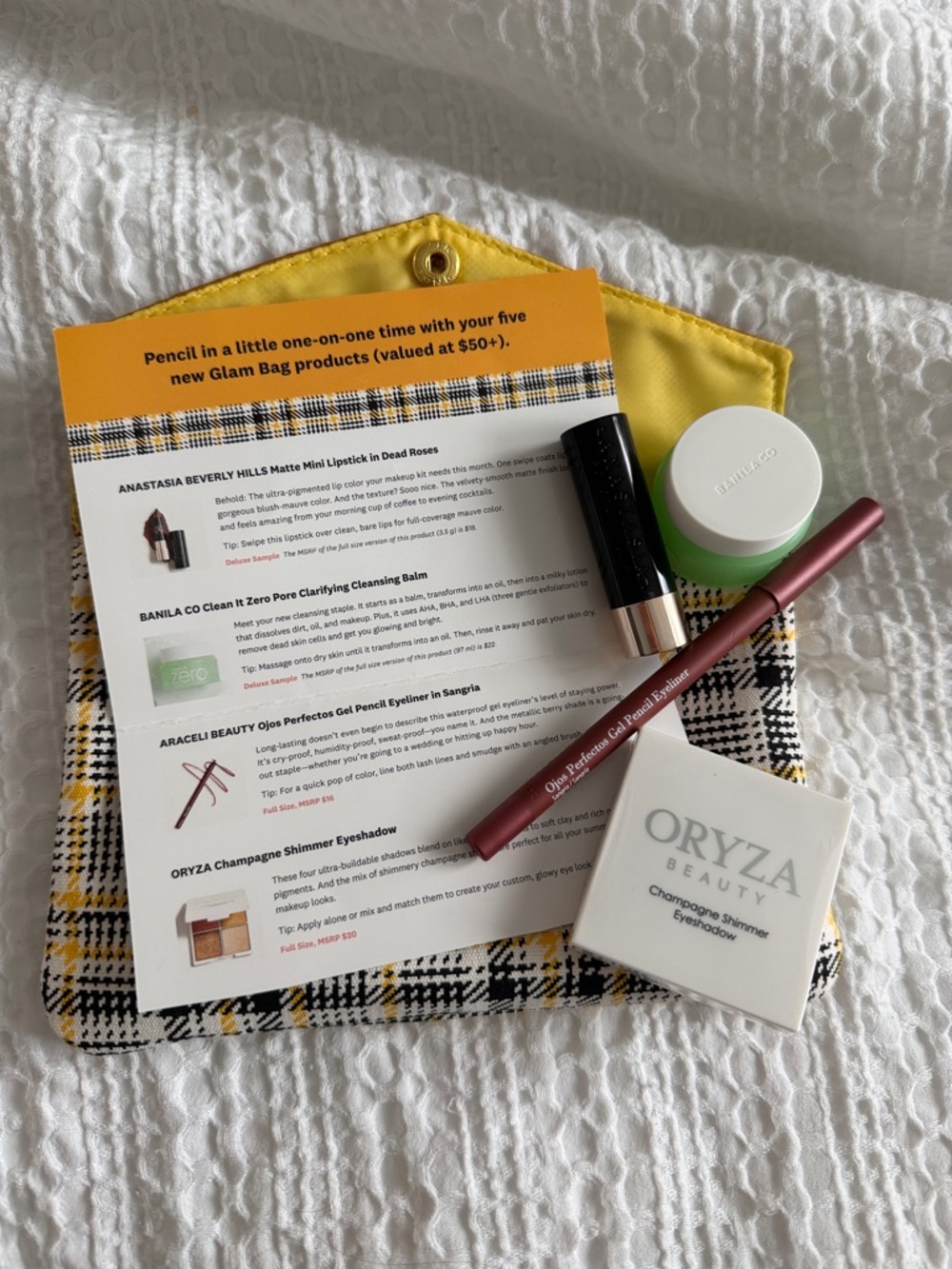 Makeup Sample Kit Pouch - Yellow Plaid Organizer - Bundle & Save!